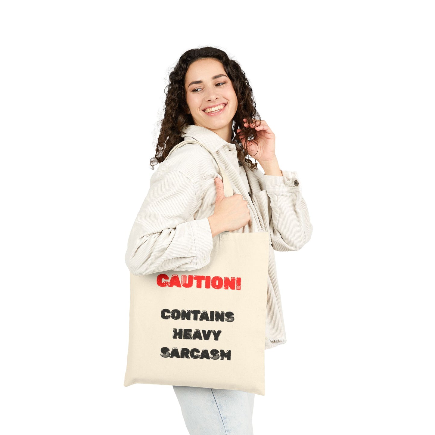 Heavy Sarcasm Warning Canvas Tote Bag - Burnt Out Dumpster Edition