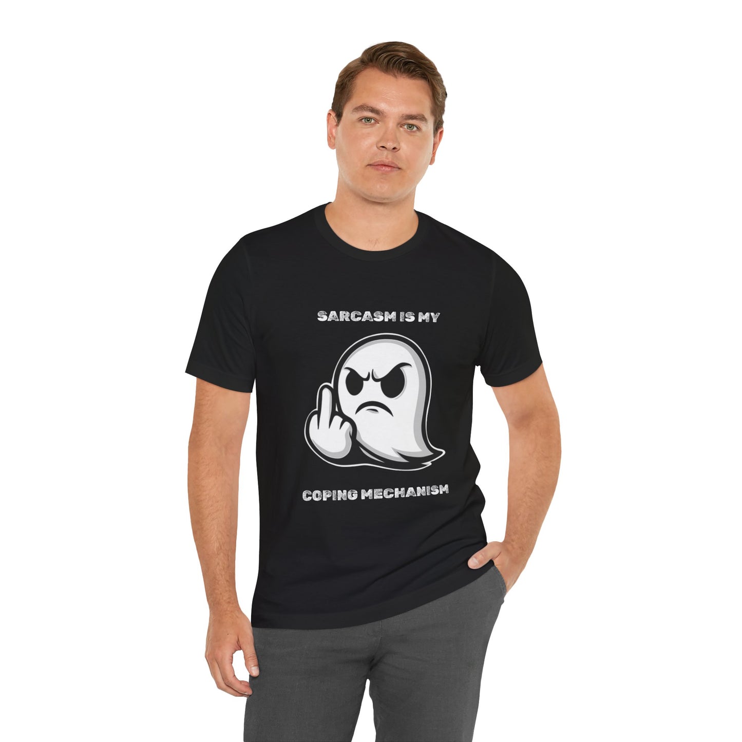 Sarcasm Is My Coping Mechanism Ghost T-Shirt - Burnt Out Dumpster Edition
